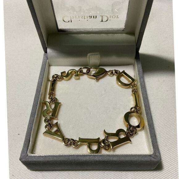 Christian Dior PARIS Alphabet English Letters Logo Gold Bracelet With Box - Picture 9 of 11
